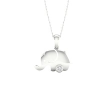 S925 Sterling Silver 0.05Ct TW Diamond Elephant Solitaire Necklace - £86.63 GBP