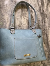 Ladies Montana West real leather purse in baby blue color image 2