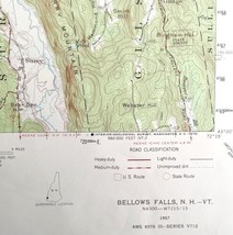 Map Bellows Falls NH Vermont 1957 Topographic Geo Survey 1:62500 22 x 18&quot; TOPO3 - $44.99