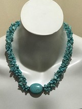 Designer Blue Turquoise Quartz Stone Beaded  103.5 Grams Necklace 21” - £47.96 GBP