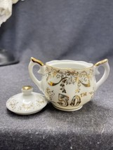 Vintage Lefton 50th Anniversary Covered Sugar L-603 Porcelain Gold Trim - £5.17 GBP