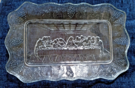 Last Supper Religious Glass Plate Bread Tray 11 X 7 Vintage Tiara Indiana Glass - £11.51 GBP