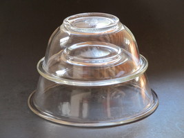 Vintage 2-Pc SET Pyrex Clear Rimmed Lipped Nesting Mixing Bowls 1.5 Qt &amp; 1 Qt EC - £23.55 GBP