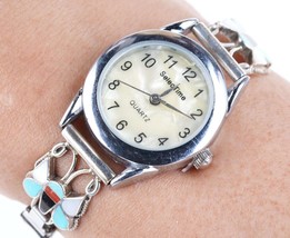 Vintage Zuni Sterling multi-stone inlay butterfly watch - £91.00 GBP