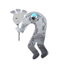 Navajo J.B. Platero Sterling Silver Turquoise Kokopelli Pin/Brooch - £39.56 GBP