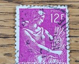France Stamp Republique Francaise 12f Used Violet The Harvester - £1.48 GBP