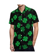 Mondxflaur Green Shamrock Button Down Shirts for Men Short Sleeve Pocket... - $36.39 CAD
