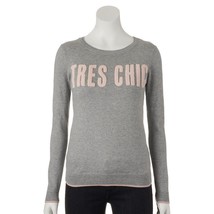 ELLE Tres Chic SWEATER Size: XS (EXTRA SMALL) New SHIP FREE Gray Pink Sw... - £62.42 GBP