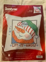 NEW Janlynn LET IT SNOW Snowman Cross Stitch Pillow Kit 023-0226 12"x12"  - $14.84