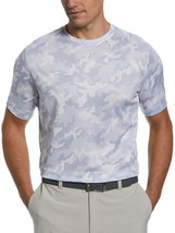 PGA Tour Mens Camo Print Performance T-Shirt Gray Dawn/Sunny Lime-Small - £14.15 GBP