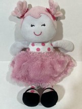 Baby Starters Plush Doll Pink Furry Skirt Polka Dots Toy Lovey - £11.78 GBP