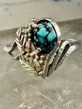 Black Hills Gold ring Turquoise leaves sterling silver size 9.75 women - £124.87 GBP