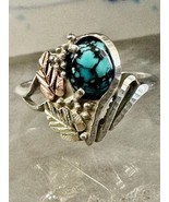 Black Hills Gold ring Turquoise leaves sterling silver size 9.75 women - $156.42