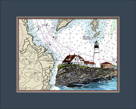 Portland Head, ME Lighthouse and Nautical Chart High Quality Canvas Print - $14.99+