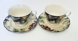 Napa Valley Noble Excellence Two Flat Coffee Cups Saucers Fruit Scallope... - £17.50 GBP