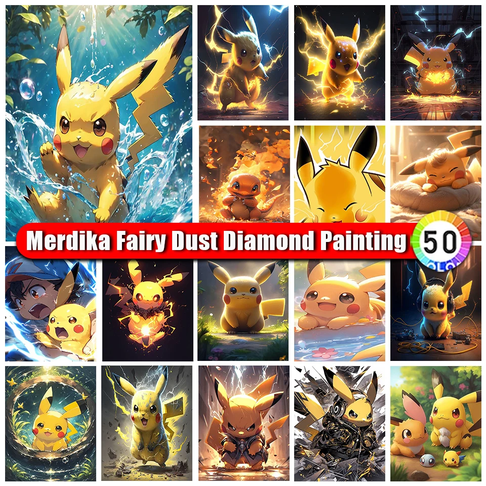 Merdika Fairy Dust Diamond Painting Pokémon Full Square Round Mosaic Diamond - £11.49 GBP+