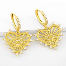 FA CZ Pave Heart Earrings For Women  Drop Earrings Charms Huggie Dangle Gold Pla - £11.15 GBP