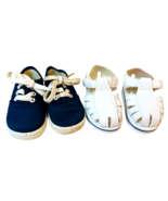 Lot of 2 Doll Baby Shoes ~ Blue &amp; White Soft Sole L 4.5&quot; X W 2&quot; Preowned - $7.87