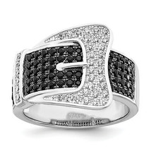 Brilliant Embers Silver  109 Stone Micro Pav Black and White CZ Buckle R... - $107.73