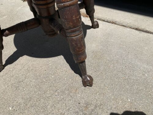 Antique 19thC A.Merriam Piano Legno Girevole Sgabello Sedile Bench Sfera Claw Item image 4