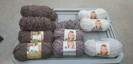 Lot Of 10 Mixed Yarn Skein Lion Brand Vanna’s Choice Brown/White Colors  - £28.86 GBP