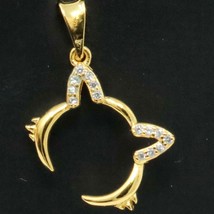 14k Oro Amarillo Chapado Plata 0.10 CT Redondo Diamante Natural Colgante de Gato - £114.61 GBP