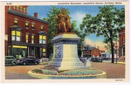 Maine Postcard Portland Longfellow Square Monument  - £1.70 GBP