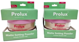 ( Lot 2 ) PROLUX Cosmetics MATTE Setting Powder w/Puff &quot;BUFF &amp; IVORY&quot; NI... - $327.89 MXN