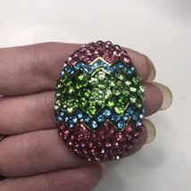 LOUIS STERN RHINESTONE EASTER EGG BROOCH UNSIGNED - £13.41 GBP