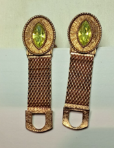 VINTAGE SWANK CITRUS COLOR STONE MESH WRAP AROUND GOLD TONE CUFF LINKS - $279.70 MXN