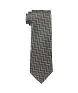 KENNETH COLE REACTION Brown Taupe Zig Zag Texture Stripe Pindot Silk Cla... - $27.39 CAD