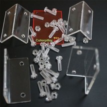 4x Angled L Brackets Polished Clear Transparent Perspex Acrylic + 20x M5... - $31.76