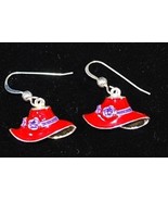Red Hat Earrings Purple Band &amp; Flowers - £3.88 GBP