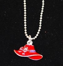 Red Hat Pendant Necklace - Flowers - $4.95