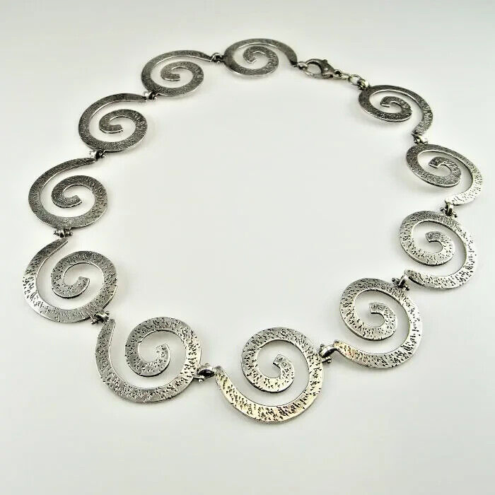 ESTATE HANDMADE Sterling Silver Spiral Necklace Chain Make offer! - $567.59