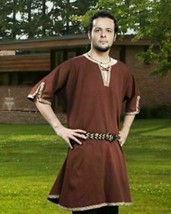 Medieval Celtic Viking Tunic Brown Clothing Surcoat Renaissance Larp - £54.69 GBP+