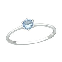 Aquamarine Silver Ring 0.31 ct Silver Hallmarked White gold Look Lab Created - £14.21 GBP