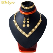 Ethlyn Jewelry Romantic Love Heart Shape Gold Color Jewelry Bracelets/Necklace/E - £27.06 GBP