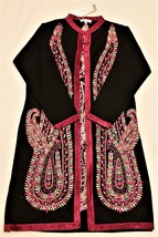 Embroidered Cardigan/Indian Kurti Trendy Divva Sz-XXL Black Multi Floral - £39.37 GBP