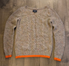 American Eagle Outfitters  Open Cable Knit Confetti Sweater Orange Trim  Wms Med - £15.76 GBP