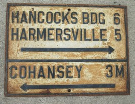 1890s Cast Iron Street Sign New Jersey Garden State Cohansey Hancocks Bridge - £660.95 GBP
