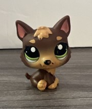 Littlest Pet Shop German Shepherd #2137 Puppy Dog Tan Brown Green Dot Eyes - £8.53 GBP