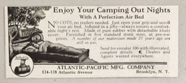 1930 Print Ad Perfection Air Beds for Camping Atlantic-Pacific Mfg Brooklyn,NY - £8.23 GBP