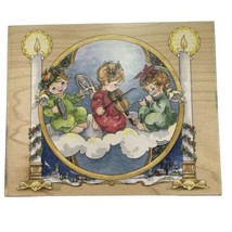 Christmas Musical Angels Cherubs Violin Cymbals Flute Rubber Stamps Happen 90125 - £10.81 GBP