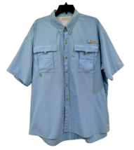 Columbia PFG Vented Fishing Shirt Mens Size XL Blue Omni Shade Short Sleeves - £9.83 GBP