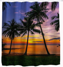 Goodbath Long Shower Curtain 78 Inch, Tropical Beach Palm Trees Waterproof Fabri - £23.49 GBP