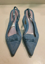 HighLights Women&#39;s Size 8W Blue Velvet Heeled Pointy Toe Shoes - $14.80