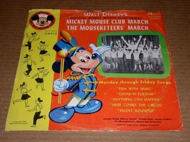 Mickey Mouse Club March 78 Rpm Phonograph Record With Cover Vintage 1955 - £31.44 GBP