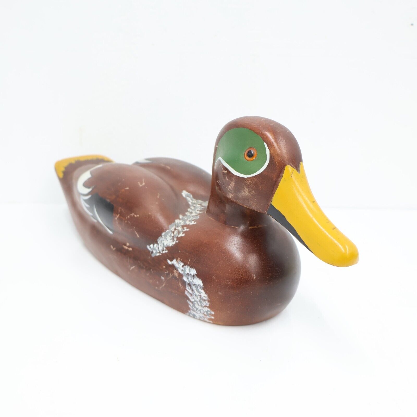 Primary image for Vintage MCM Mallard Duck Decoy Hand Painted Hand Carved Wood 1990 Man Cave Decor
