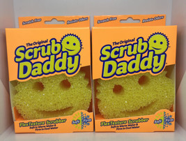 (2) Scrub Daddy FlexTexture Yellow Scrubber Cleansing Scratch Free Resists Odor - £16.41 GBP